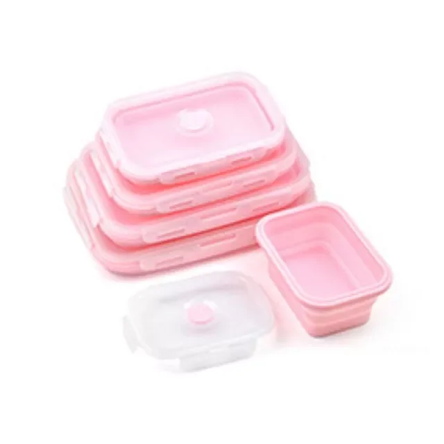 

Silicone Collapsible Lunch Box Food Storage Container Colorful Microwavable Portable Picnic Camping Rectangle Outdoor Box