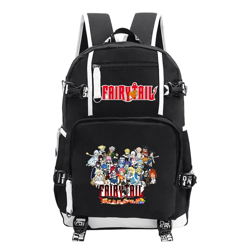 

Fairy Tail Cartoon Printing Bag Children's Backpack Black Travel Bag Boys and Girls Bags Leisure Bags Teenager School Bags