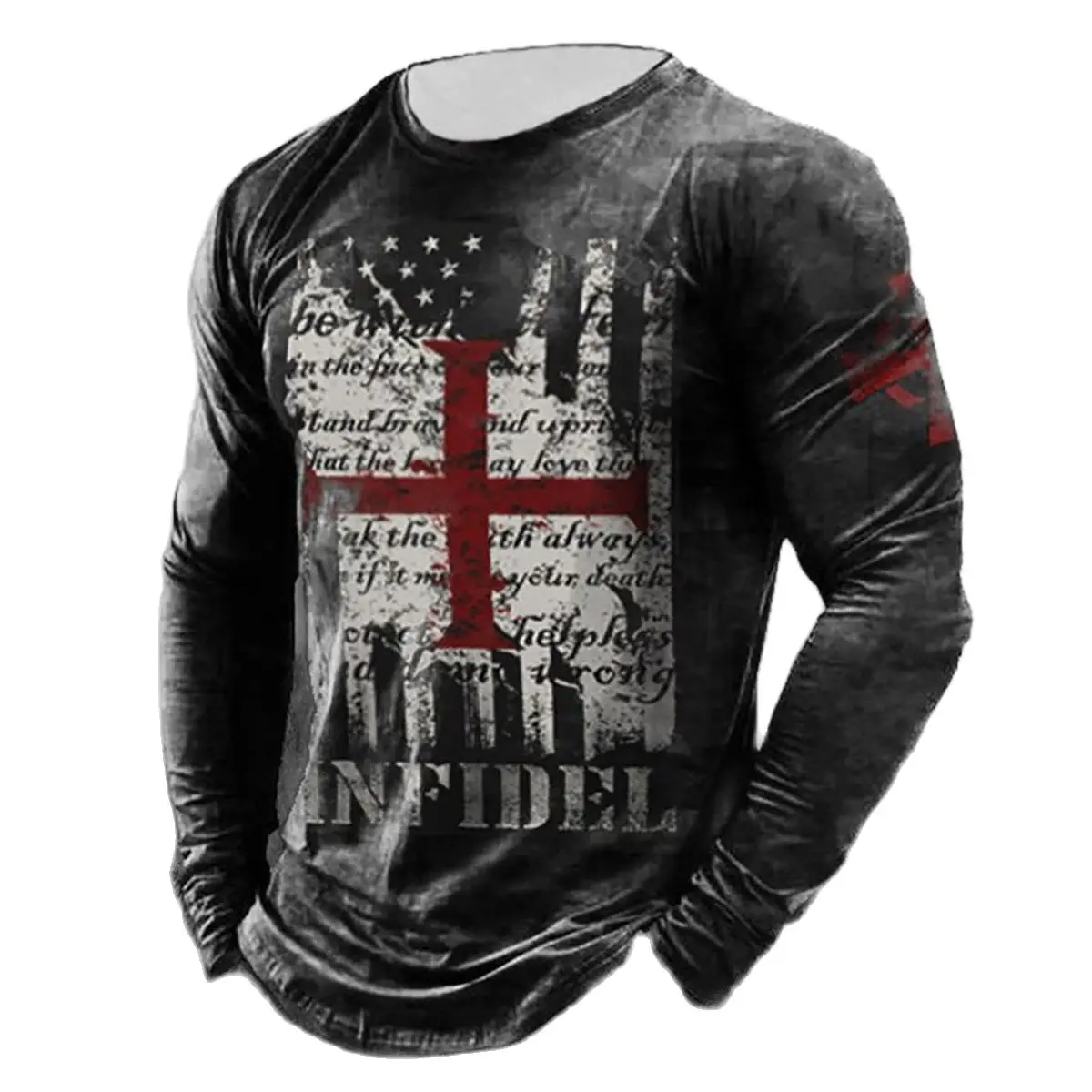 Футболка мужская свободного покроя винтажный Топ с длинным рукавом и 3D-принтом