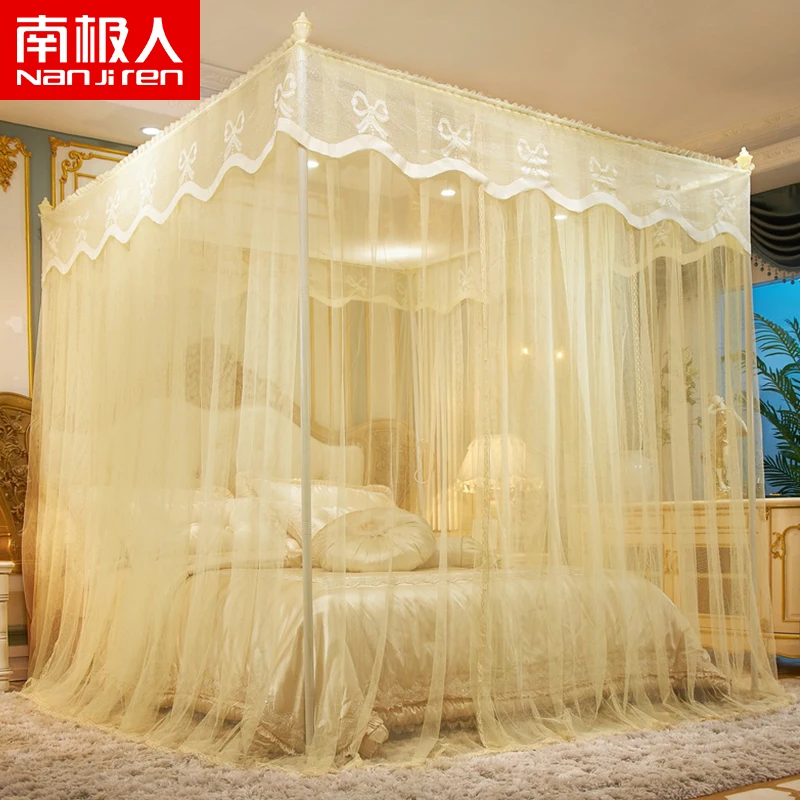 

Court Floor Mosquito Net 1.8M Household 2.0M Bed Curtain Integrated Ultra-Fine-Meshed Thickening Bracket Fixed Princess Style