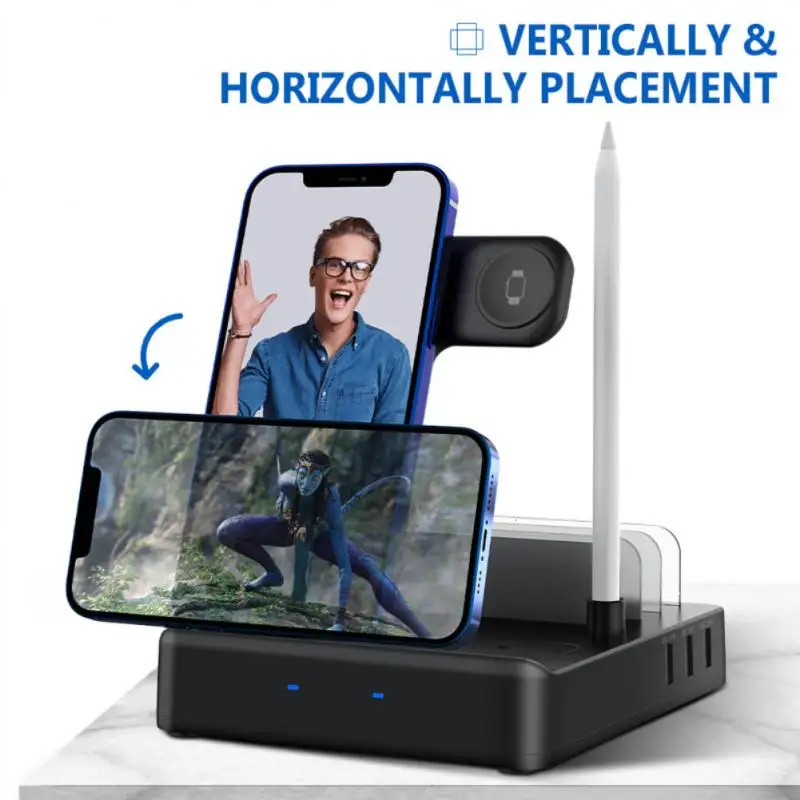 

Charging Dock 7-in-1 Advanced Charge Stand Magnetic Qi Wireless Charger For Iphone 13 12 11 Phone Holder Quick Universal Pad