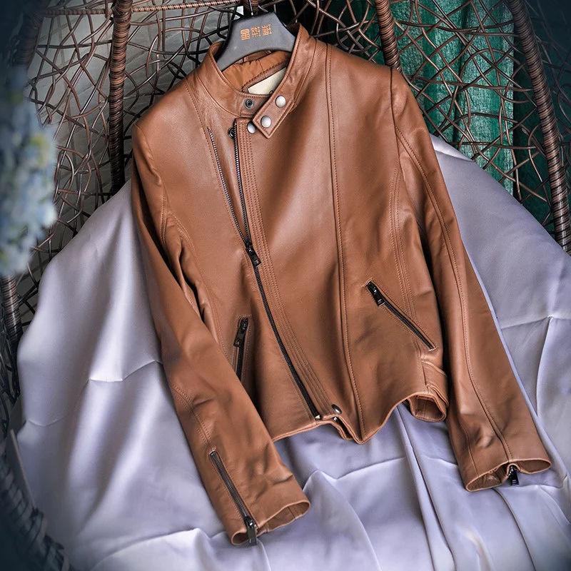 

Women's Jackets Spring Genuine Leather Jacket Women Real Sheepskin Coat Female Biker Coats Chaqueta Cuero Mujer 2023
