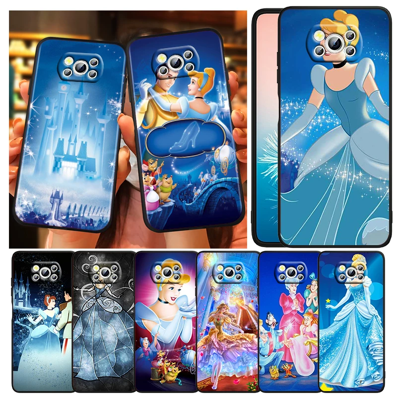 

Princess Cinderella Gril Phone Case For Xiaomi Mi Poco X5 X4 X3 NFC F4 F3 GT M5 M5s M4 M3 Pro C55 C50 C40 5G Black TPU Cover