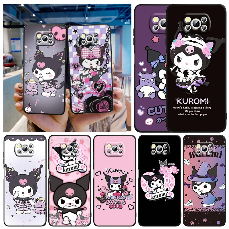 

Sanrio Cartoon Kulomi Cute Phone Case For Xiaomi Mi Poco X4 X3 NFC F4 F3 GT M5 M5s M4 M3 Pro C40 C3 5G Silicone Black Cover