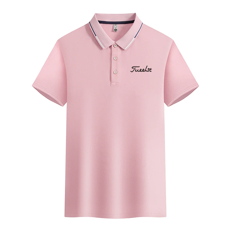 New Golf Shirts Men's Polo Shirt Summer Men's Turn Down Collar Slim Fit Solid Color Button Breathable Polos Casual Golf Clothing