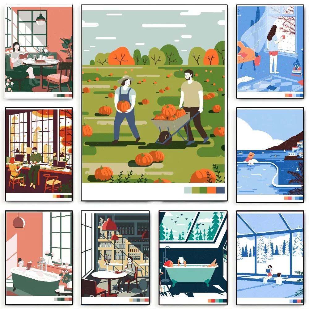 Корейский Стиль Целебные Иллюстрации Плакат С Бумажным Принтом Настенное