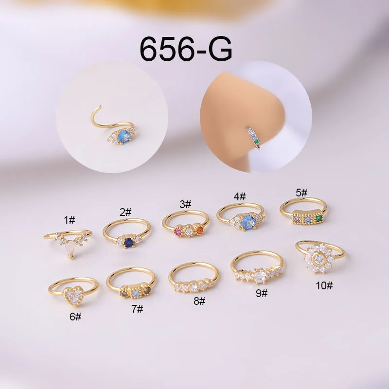 

20G Nose Ring Piercing Septum For Women Colored Zircon Nose Cuff Helix Daith Piercing Nariz Conch Goth Wholesale Body Jewelry