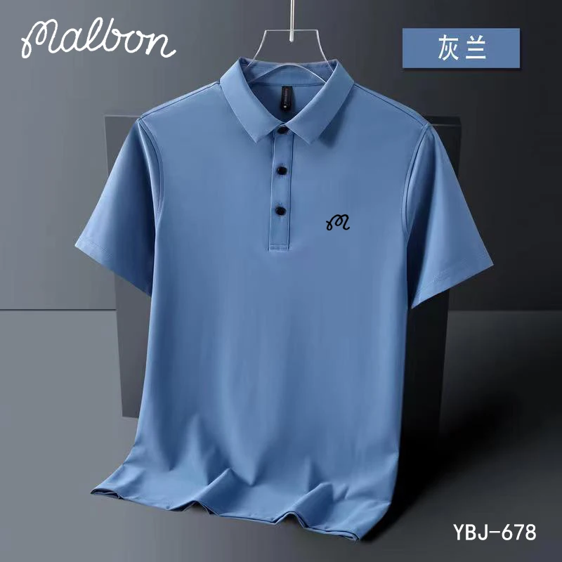Malbon Embroidery LOGO Golf Shirt Men Summer High Quality Men Short Sleeve Tops Breathable Quick Drying Business Polo Shirts