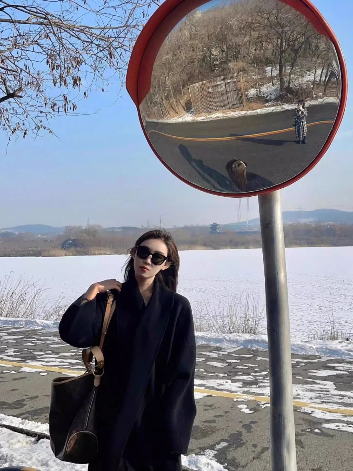 Black High Sense Double-sided Wool coat Women 2024 Winter New Woolen Jacket Small Korean Series Mid-Length |