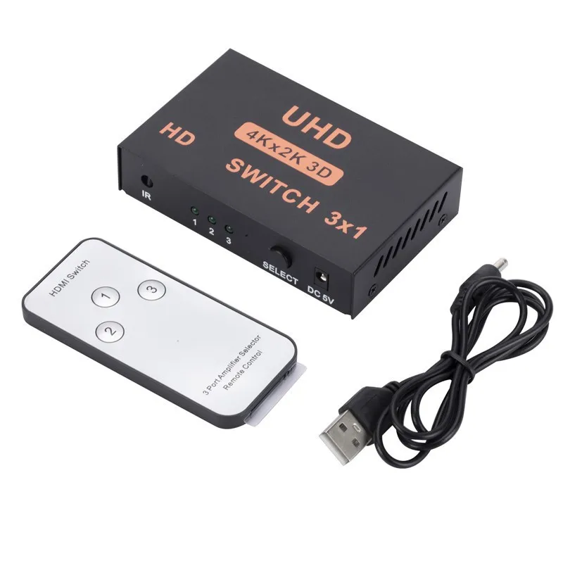 4K * 2K 3D HDMI-совместимый мини-3-портовый переключатель HDMI Разветвитель 3 в 1 Выход