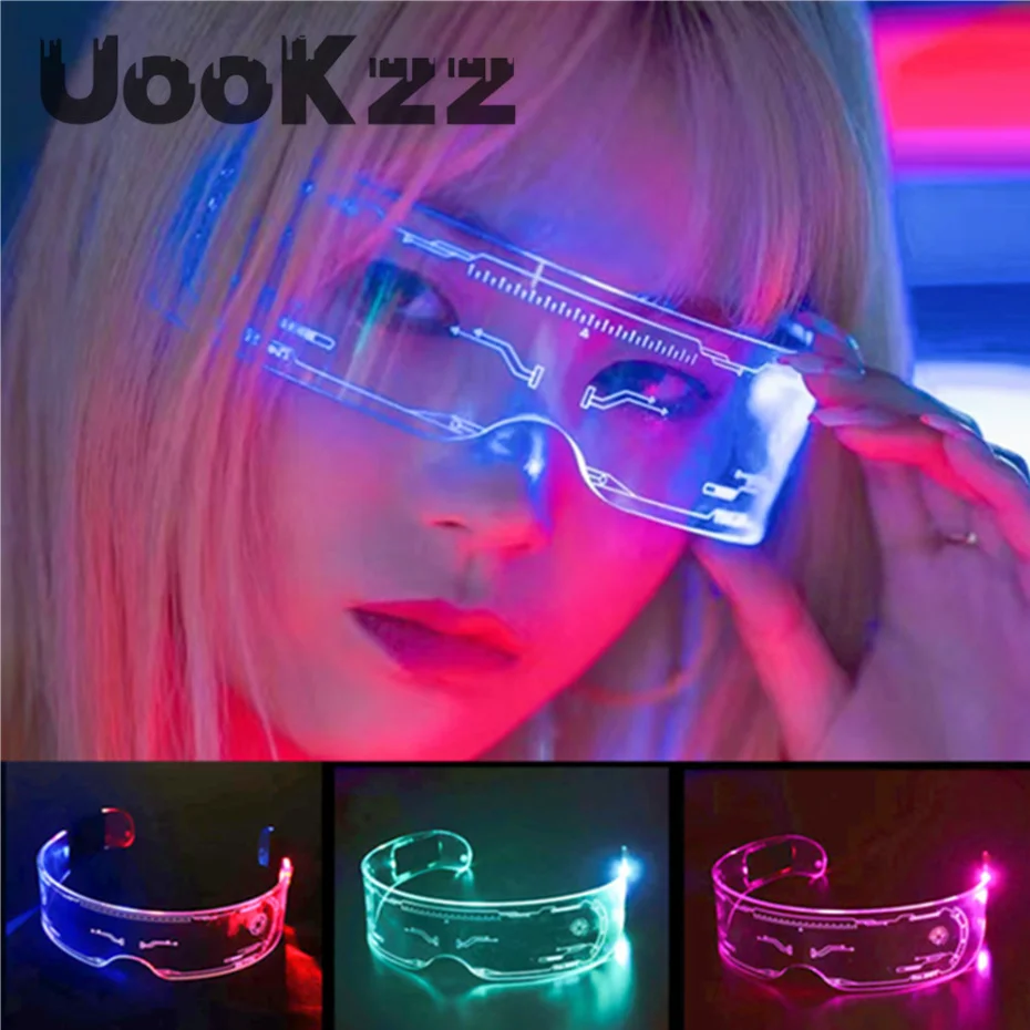 Colorful Luminous LED Glasses for Music Bar KTV Neon Party Christmas Halloween Decoration LED Goggles Festival PropsPerformance