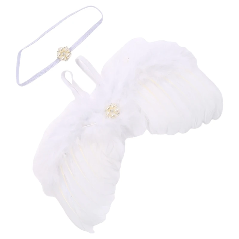 Мягкий комплект с крылышками и повязкой на голову для новорожденного ангела