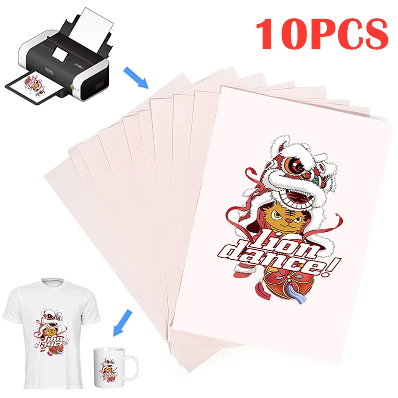 10 Sheets A4 Paper Sublimation Heat Transfer Paper To Print on Fabric Clothes T-shirt Mugs DIY Crafts for Ion Inkjet Printer