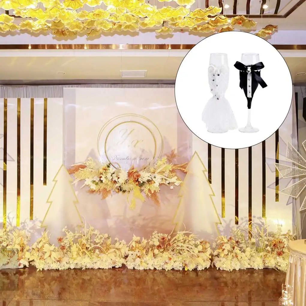 

Набор из 2 стаканов для вина невесты жениха портативные Многоразовые моющиеся «сделай сам» цвета шампанского для безалкогольных напитков д...