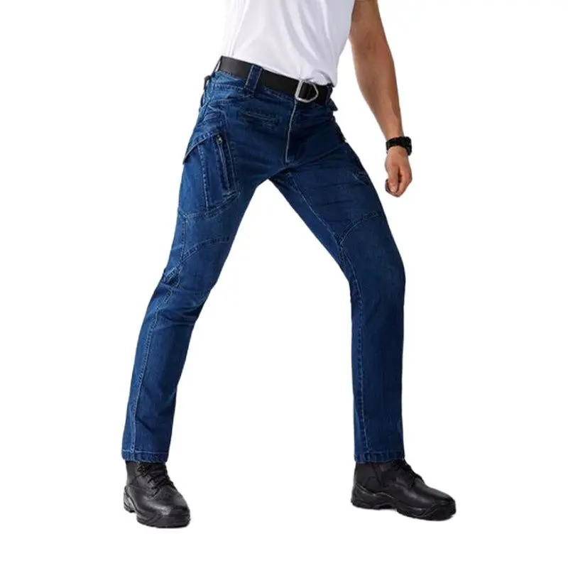 Men's Stretch Jeans Fashion Straight Skinny Baggy Jeans Men Tactical Denim Pants Mens Men Cargo Trousers