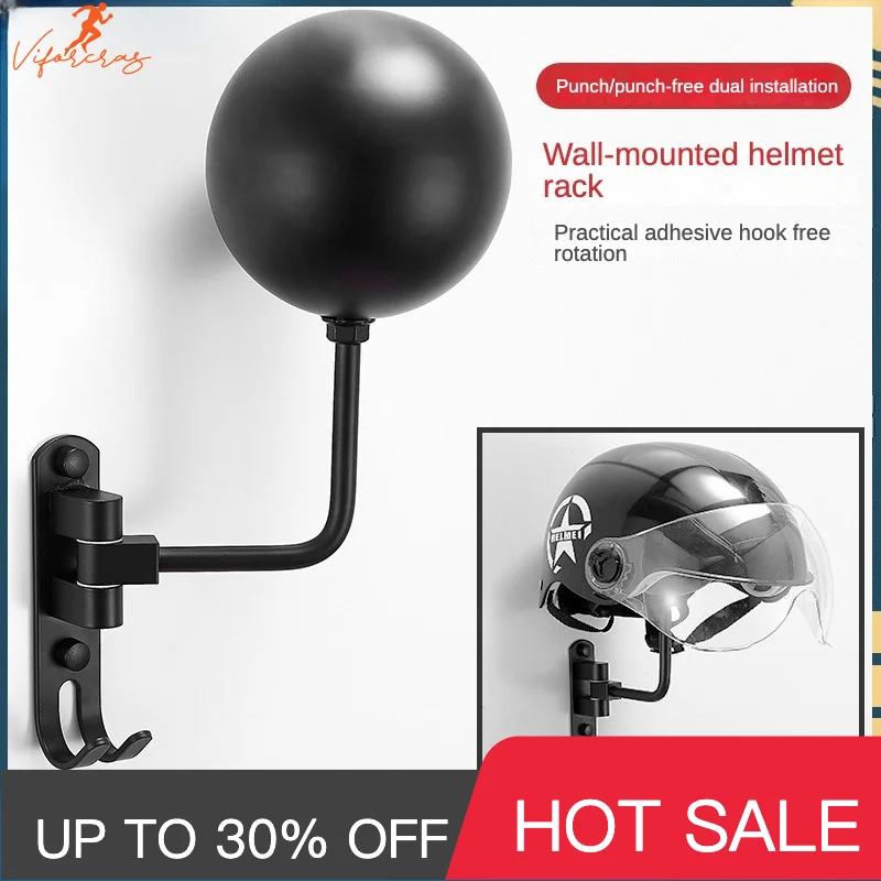 

American Motorcycle Helmet Rack Wall-Mounted Rotatable Display Stand Punch-Free Hat Storage Bicycle Scooter Accessories