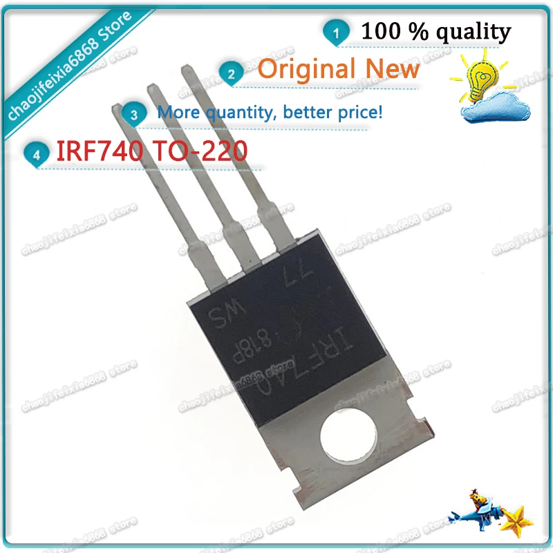 10 шт./лот! Транзистор для триодов IRF740PBF IRF740 TO-220 IRF740P IRF740PB TO220 10A 400V MOSFET N-Chan - купить по