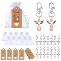 38 pcs favors angel keychain with thank you kraft tags for baby shower bridal shower favors wedding charm