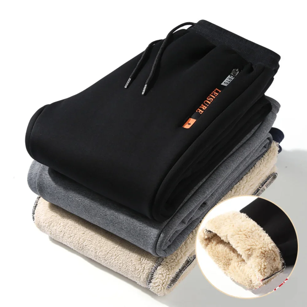 Зимние брюки больших размеров мужские спортивные штаны на утолщенной флисовой