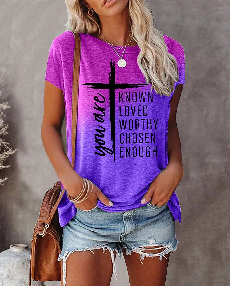 

Женская футболка с круглым вырезом, Повседневная футболка с коротким рукавом и принтом, лето 2023