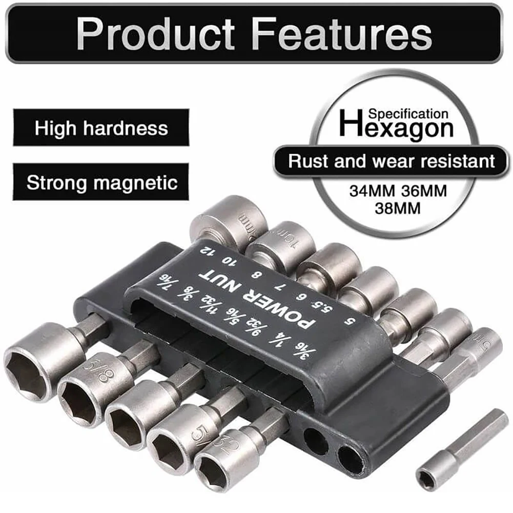 

9/14PCS 5-13mm Hexagon Nut Driver Drill Bit Socket Screwdriver Wrench Set Drill Bit Adapter for Electric Screwdriver Handle Tool