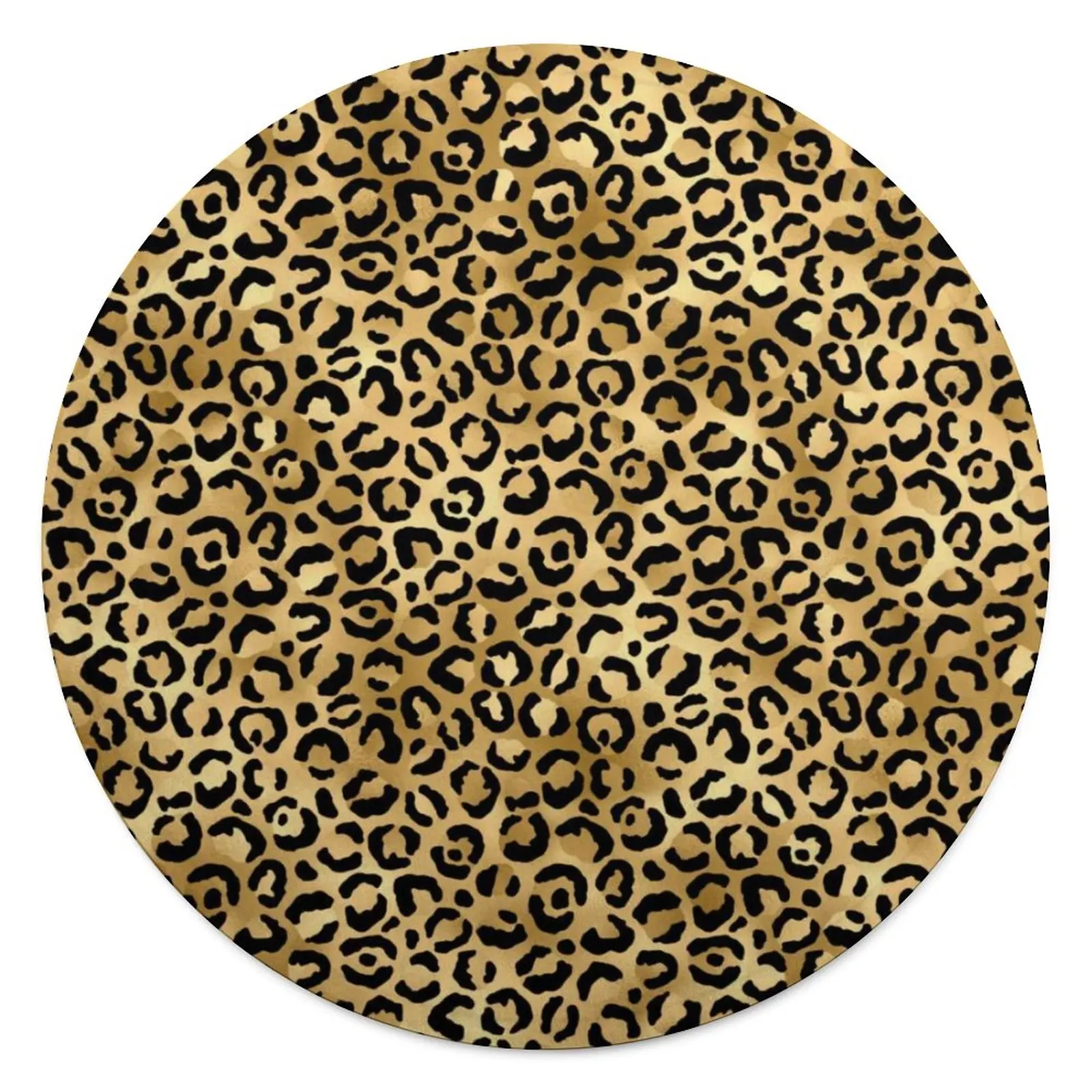 

Cheetah Animal Trendy Blanket Black Gold Leopard Print Stylish Soft Fashion Round Bedspread Cool Fleece Car Blanket