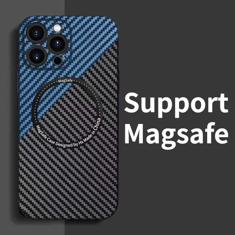 

2022 Original Apple Magsafe Carbon Fibre Magnetic Case For IPhone 12 13 14 Pro Max Cases Wireless Charging Full Protect Cover