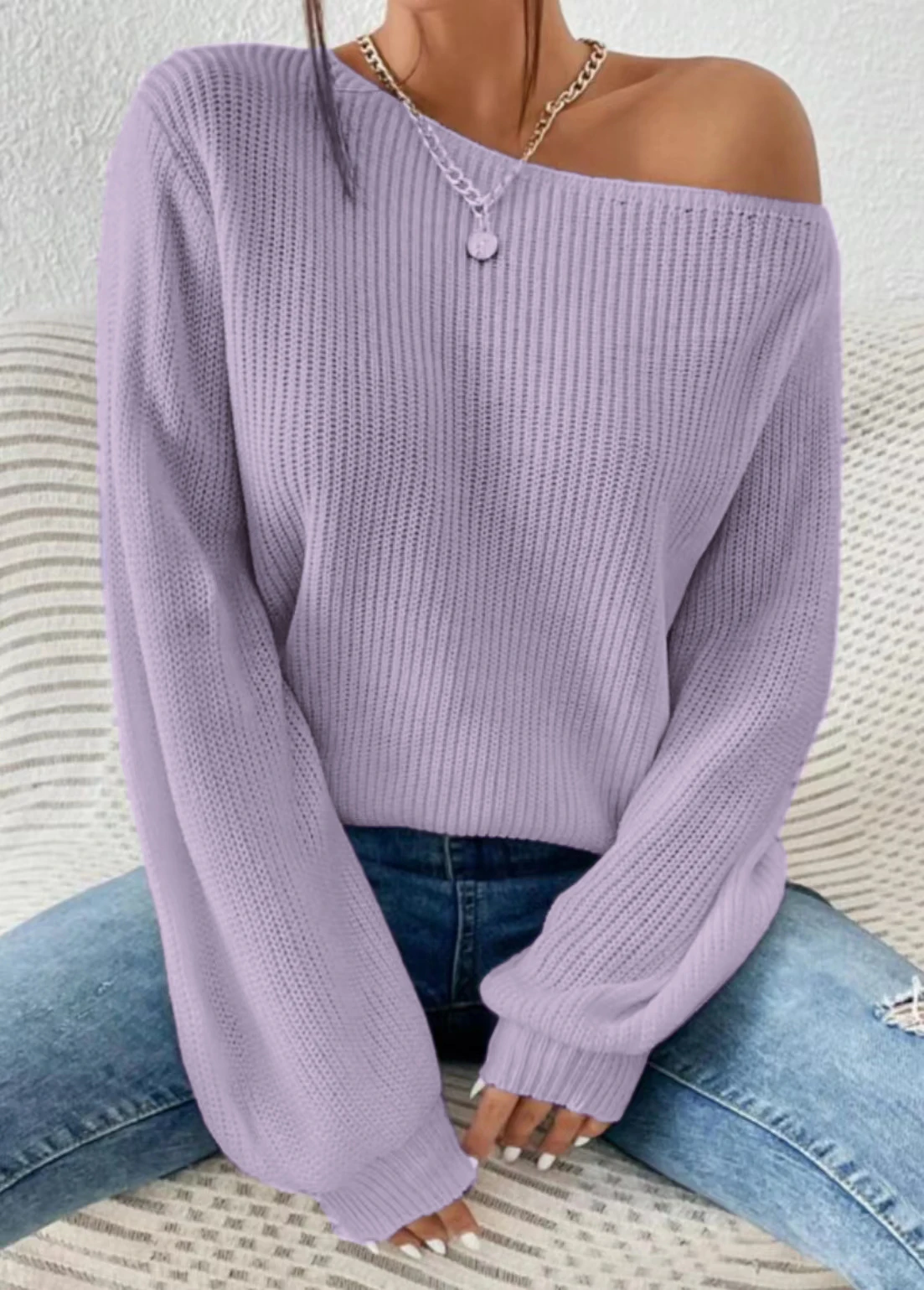 Женский свободный свитер из полиэстера