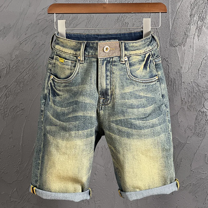 

2022 Summer New Men Slim Stretch Short Jeans High Quality Fashion Casual Retro Style Regular Fit Denim Shorts Male Brand Clothes