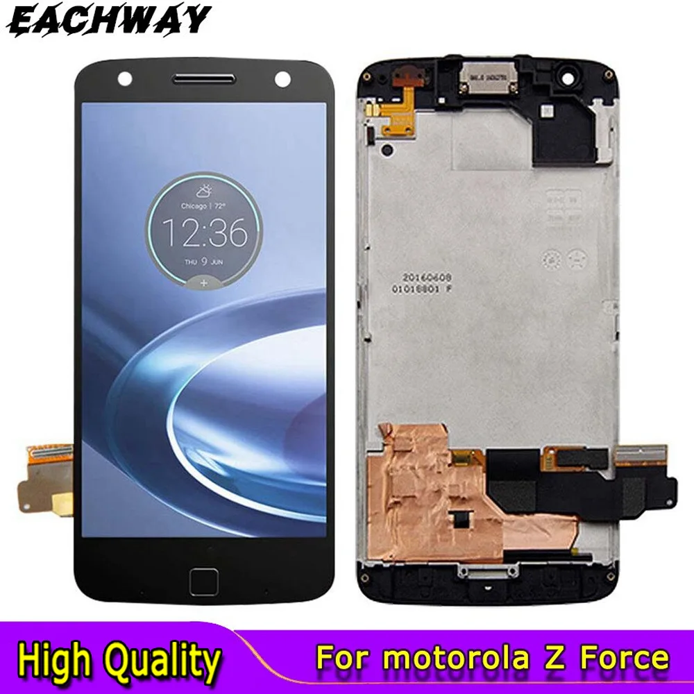 100% протестированный ЖК-дисплей для Motorola Moto Z Force Droid, ЖК-дисплей с сенсорным дигитайзером в сборе для Moto Z Force, ЖК-дисплей