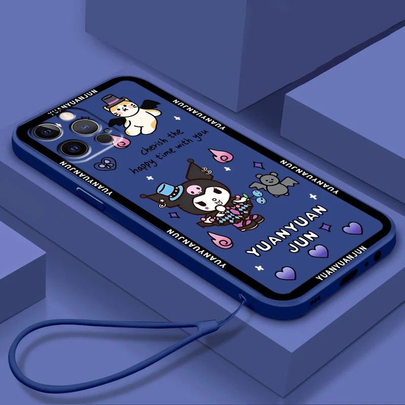 

Dark Kulomi Sanrio Anime Phone Case For Apple iPhone 14 13 12 Mini 11 XS Pro Max X XR 8 7 6 Plus SE Soft Liquid Rope Cover
