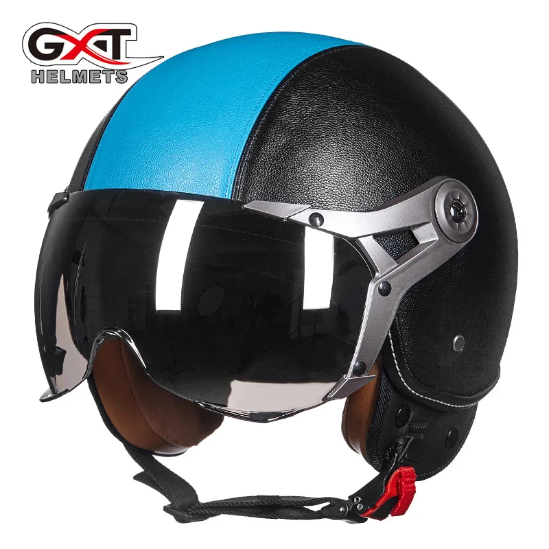 

GXT-288 High Quality ABS Leather Retro For Harley Motorcycle 3/4 Protective Helmet, DOT ECE Certified Rally and Kart Helmet