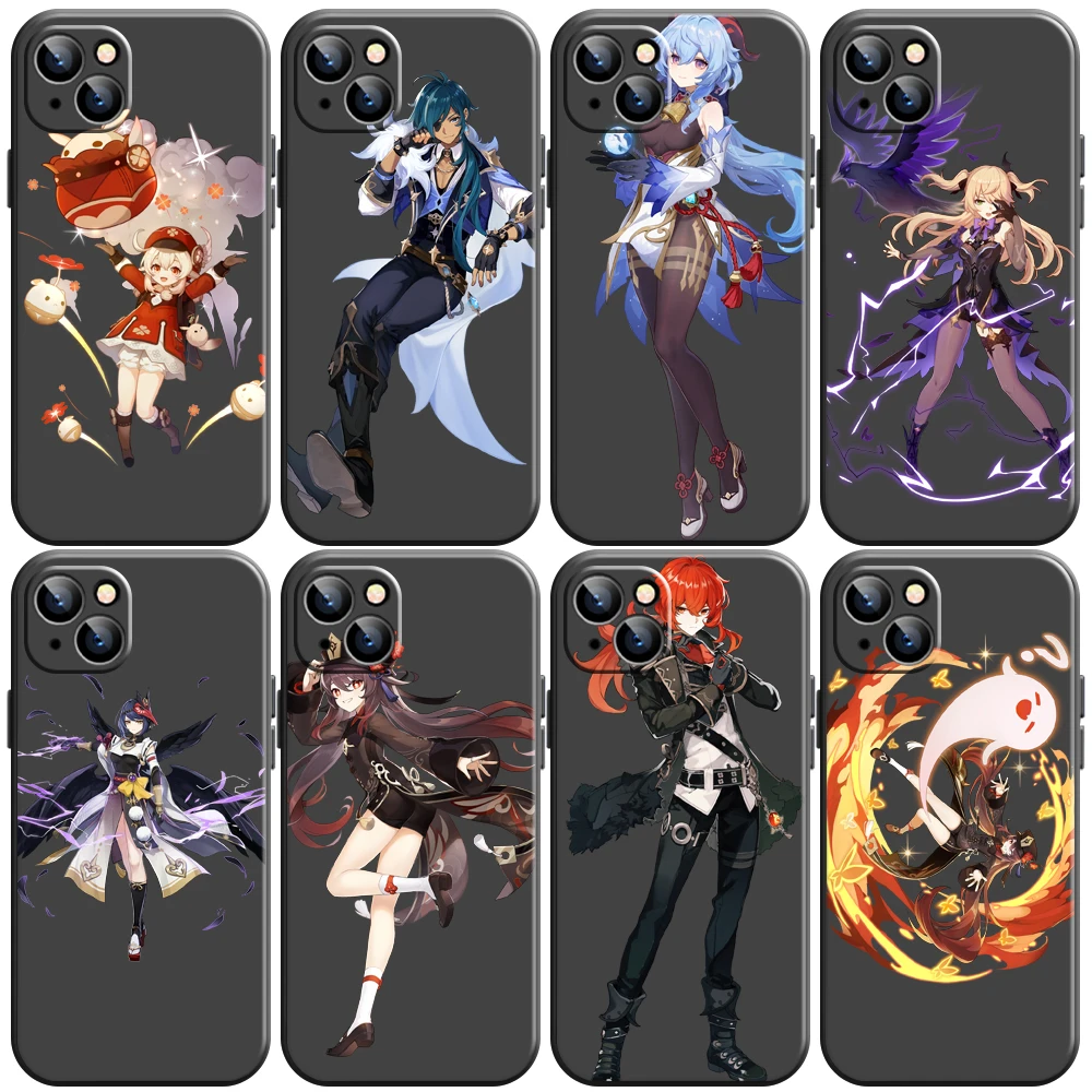 

Genshin Impact Project Game Phone Case For iPhone 11 13 12 Pro Max 12 13 Mini X XS XR MAX SE 6 7 8 Plus Soft Carcasa Black