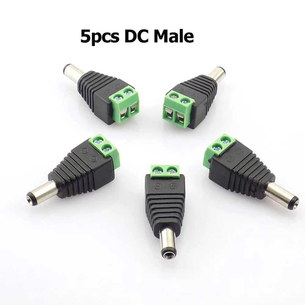 

5 шт. 5,5 мм x 2,1 мм, штекер постоянного тока, разъем BNC, адаптер питания постоянного тока для светодиодных лент и камер видеонаблюдения D3