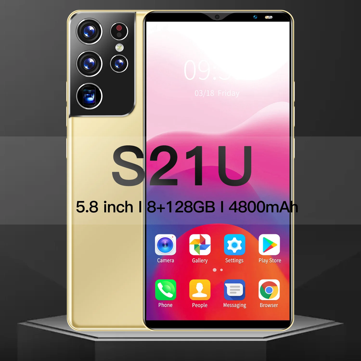 Новый сотовый телефон S21U 5 8 дюймов Мб ОЗУ 128 Гб ПЗУ Android дешевый мобильный смартфон