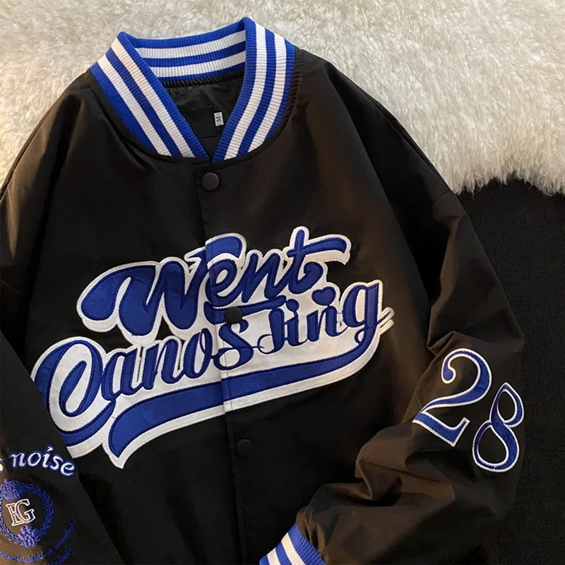 

Spring and Autumn Embroid Letter Men's Baseball Jacket Unisex Women's Boyfriend Style Bomber Coat Varsity Couple Coats