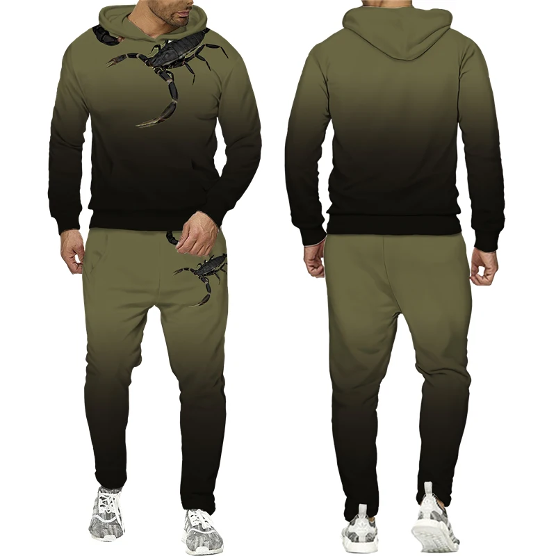 

Novelty Scorpion Gradient 3D Printed Men Hoodie/Pants/Suit Cool Poison Graphic Long Sleeve Tracksuit Hip Hop Sportswear Set