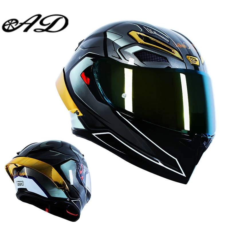 AD Motorcycle Helmet Double Lens Full Helmet Motorcycle Electric Car Summer Men And Women Personality Four Seasons Full Helmet