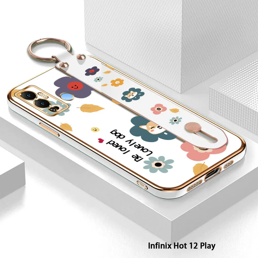 

For Infinix Hot 12 Play Hot 12 Play NFC Flower (Flower) Square Edge Pattern Design Luxury Plating Soft Phone Case