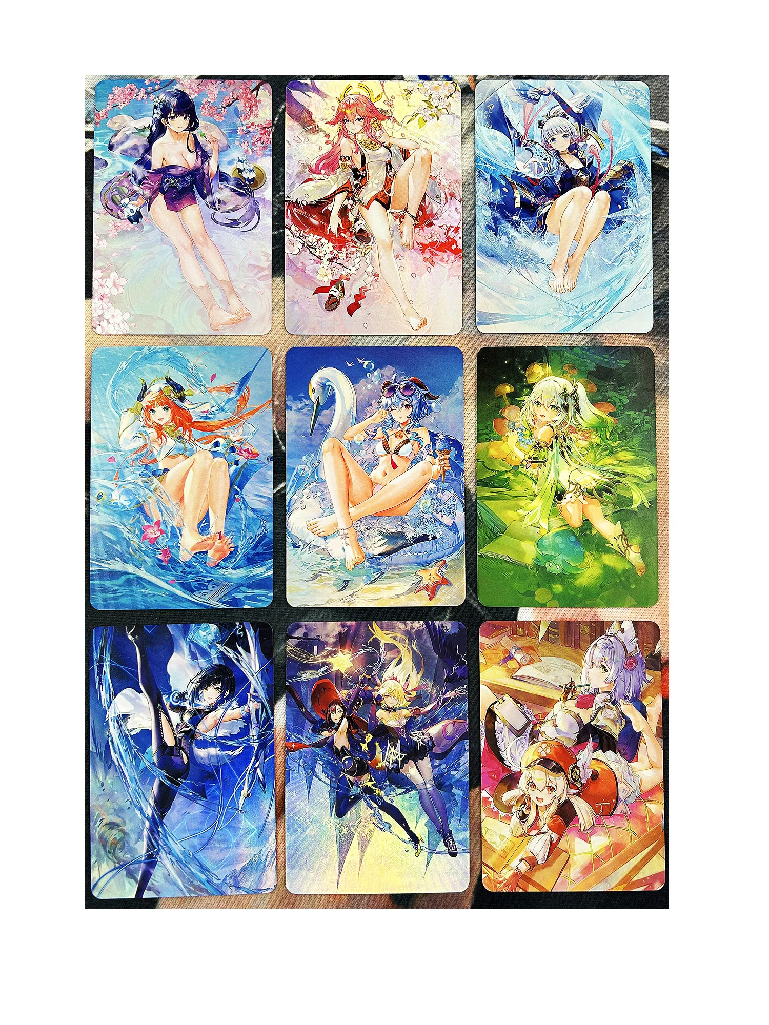 9 шт./набор ACG Genshin красочная версия Beelzebul Ganyu рефракция сексуальные девушки № 1 Хобби Коллекционные Предметы Аниме игровая коллекция карт