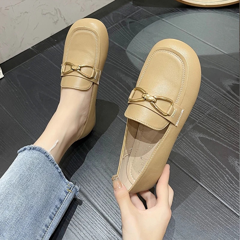 

British Style Womens Derby Shoes All-Match Loafers With Fur Slip-on Female Footwear Square Toe Autumn Casual Sneaker Shallow Mou
