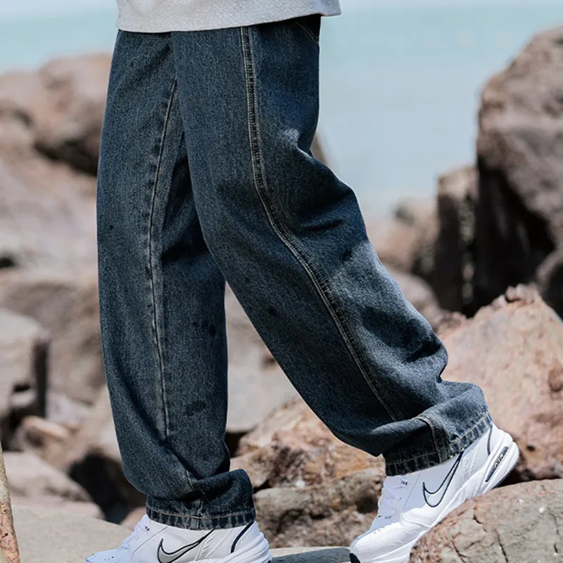 Autumn Winter Casual Soft Solid Men's Cool Boys Waist Loose Suit All Match AllSeason Button Jeans AllSeason Pocket Cool Boy