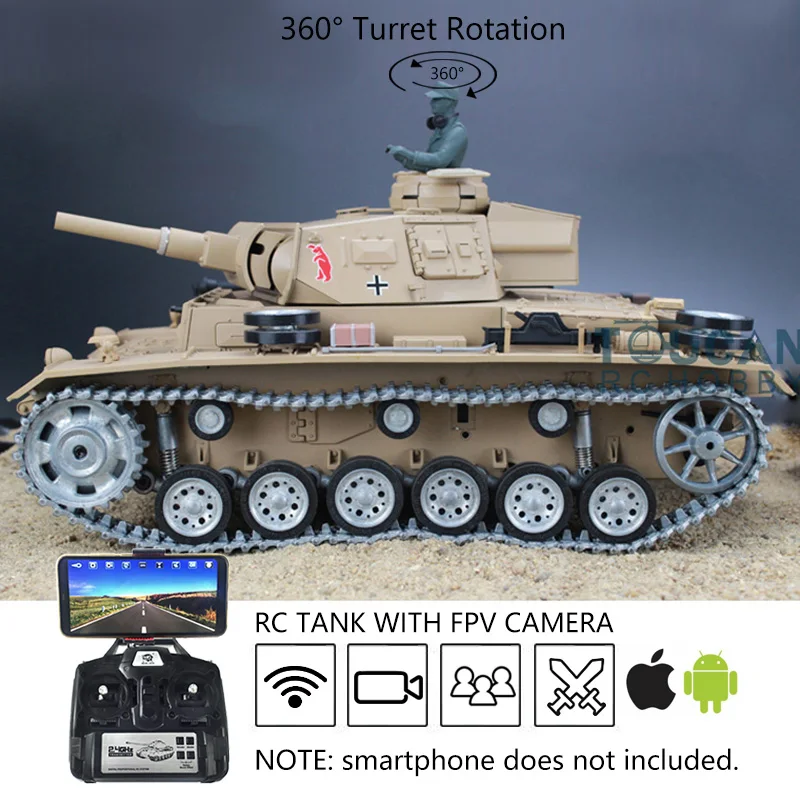 

HENG LONG FPV 1/16 Tk-7.0 Pro Ver Panzer III H RC Tank 3849 цельнометаллический Трековый круг с камерой, удаленные модели игрушек