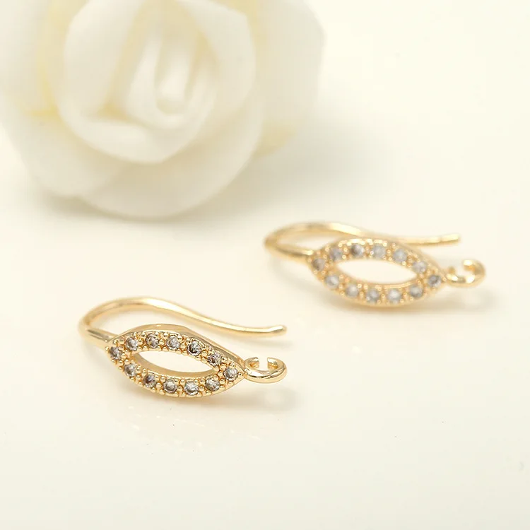 6 шт. из 14-каратного золота с Цвет латуни и циркон серьги-Крючки расходных