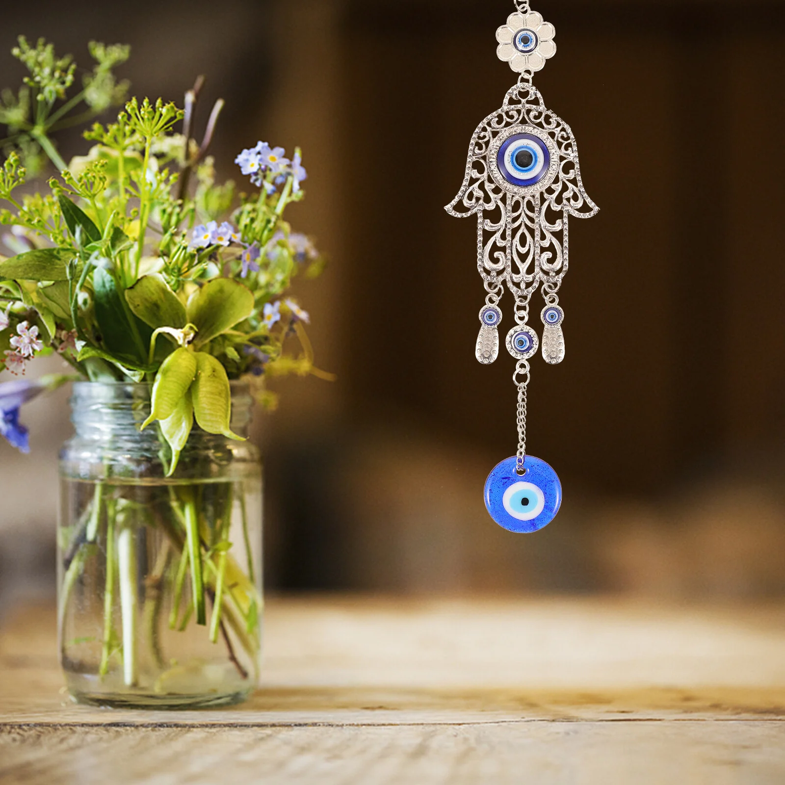 

Blue Eyes Hamsa Wall Rear View Mirror Ornament Home Pendant Decor Hanging Adorn