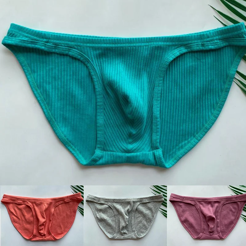 

2023 New Fashion Brand Men Sexy Striped Briefs Men Solid Triangle Pouch U Low Waist Cotton Breathable Underwear Male Underpants