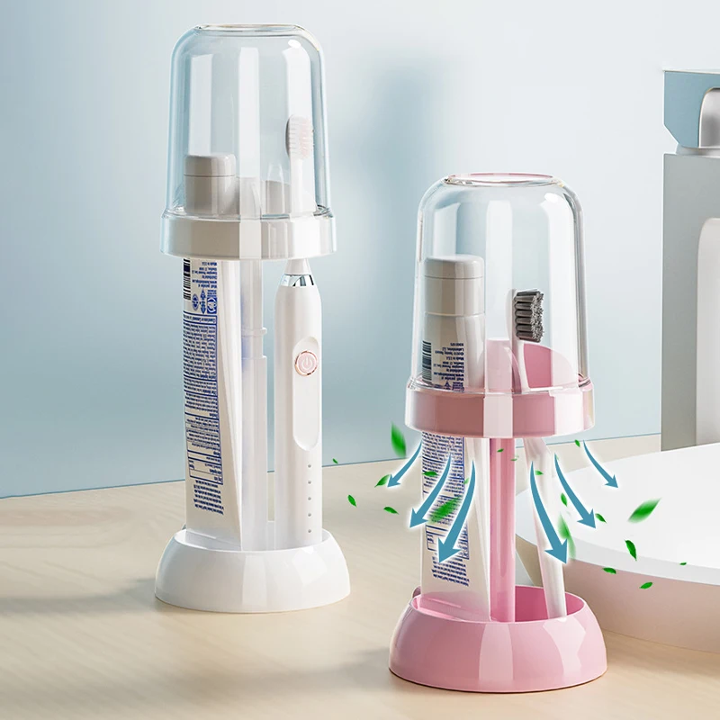 

Toothpaste Bracket For Family Organizers Supplies Bathroom Dustproof Toothbrush Holder with Cover Box Bath Tools Toothbrush Rack