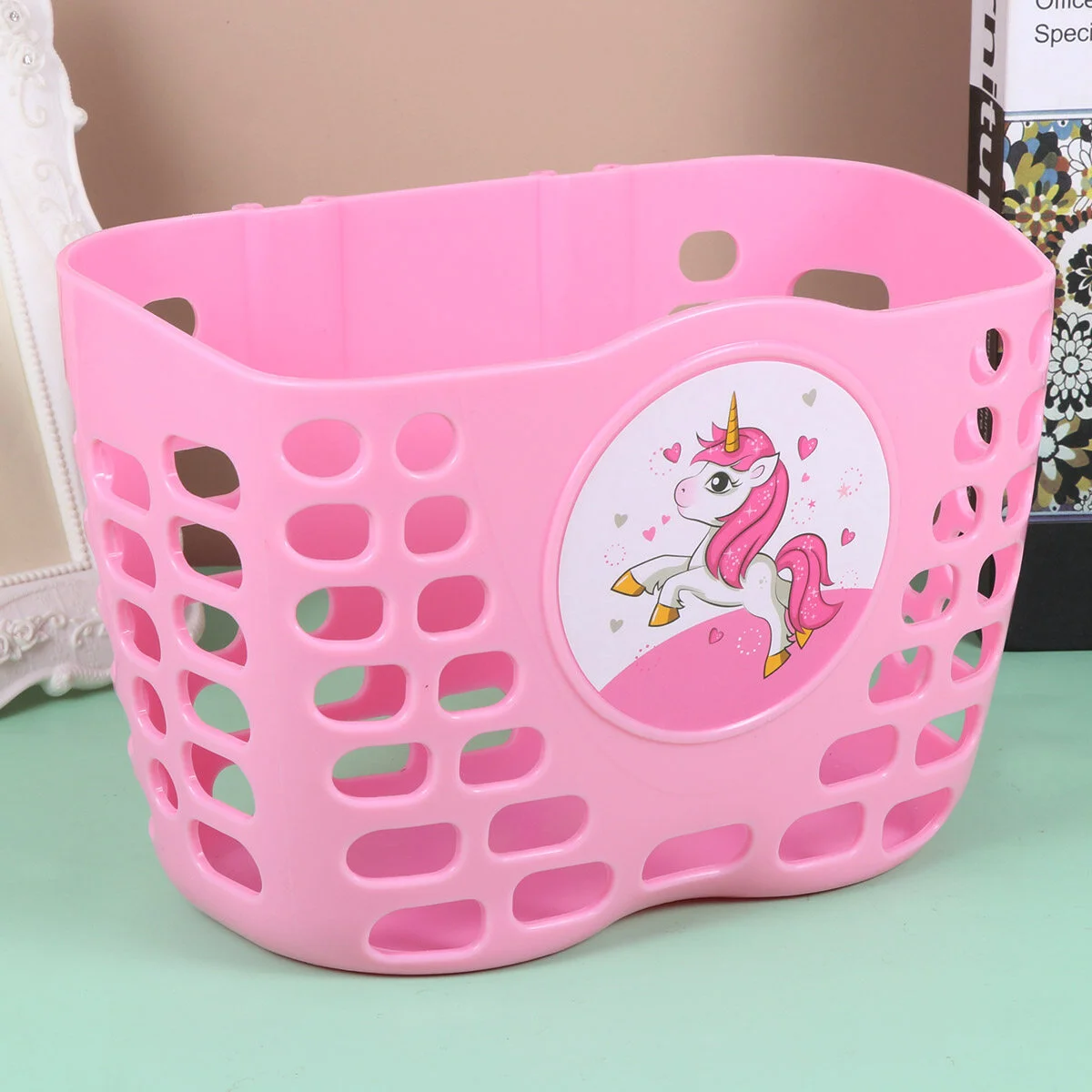 

1pc Plastic Children Basket Unicorn Pattern Thickened Bike Hanging Storage Boys Bikes Bike (Pink)