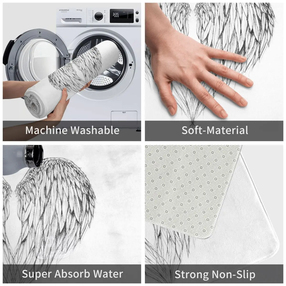 Коврик для входной двери ангельские крылья Нескользящий Впитывающий ковер кухни