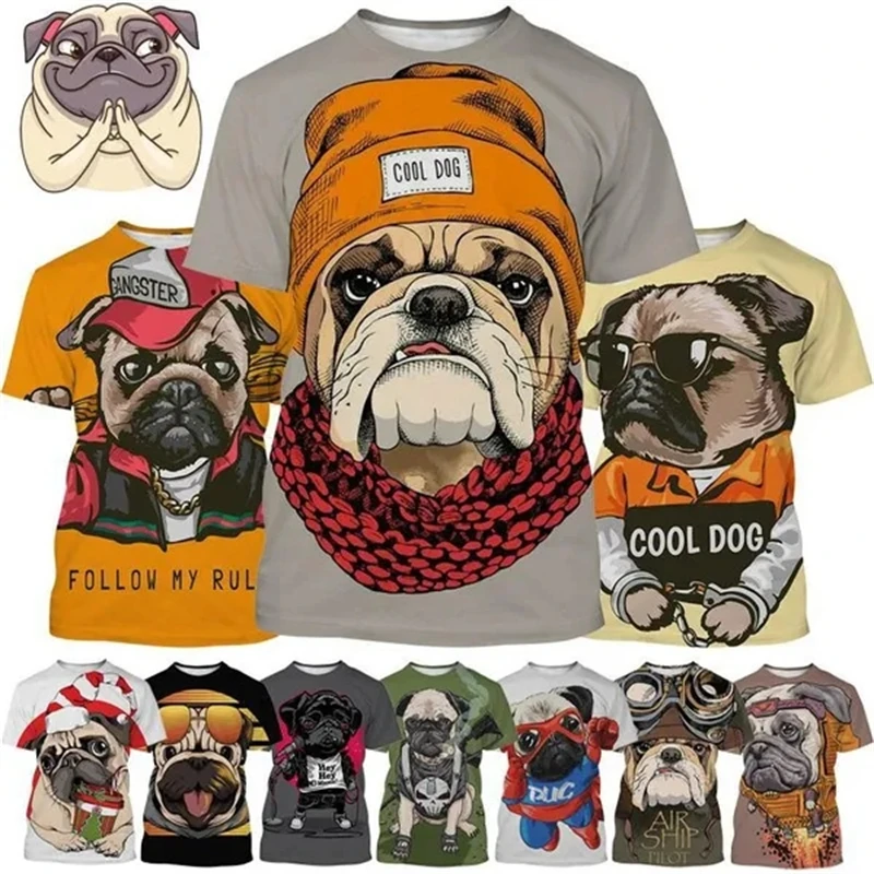 

Футболка для мужчин и женщин y2k, креативная Повседневная футболка с забавным 3D рисунком мопса, личная одежда с коротким рукавом для улицы